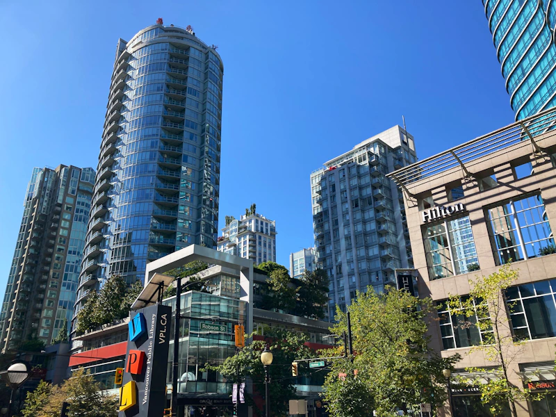 a group of tall buildings sitting next to each other